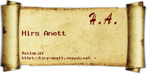 Hirs Anett névjegykártya