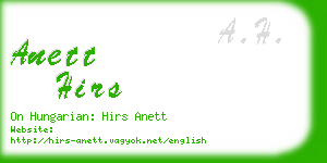 anett hirs business card